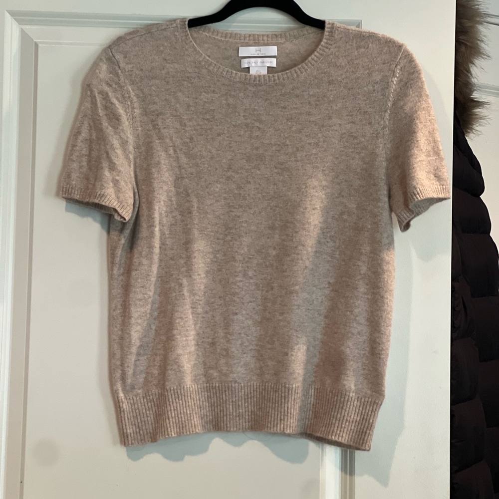 Halston Heritage Light Tan Crew Neck Sweater